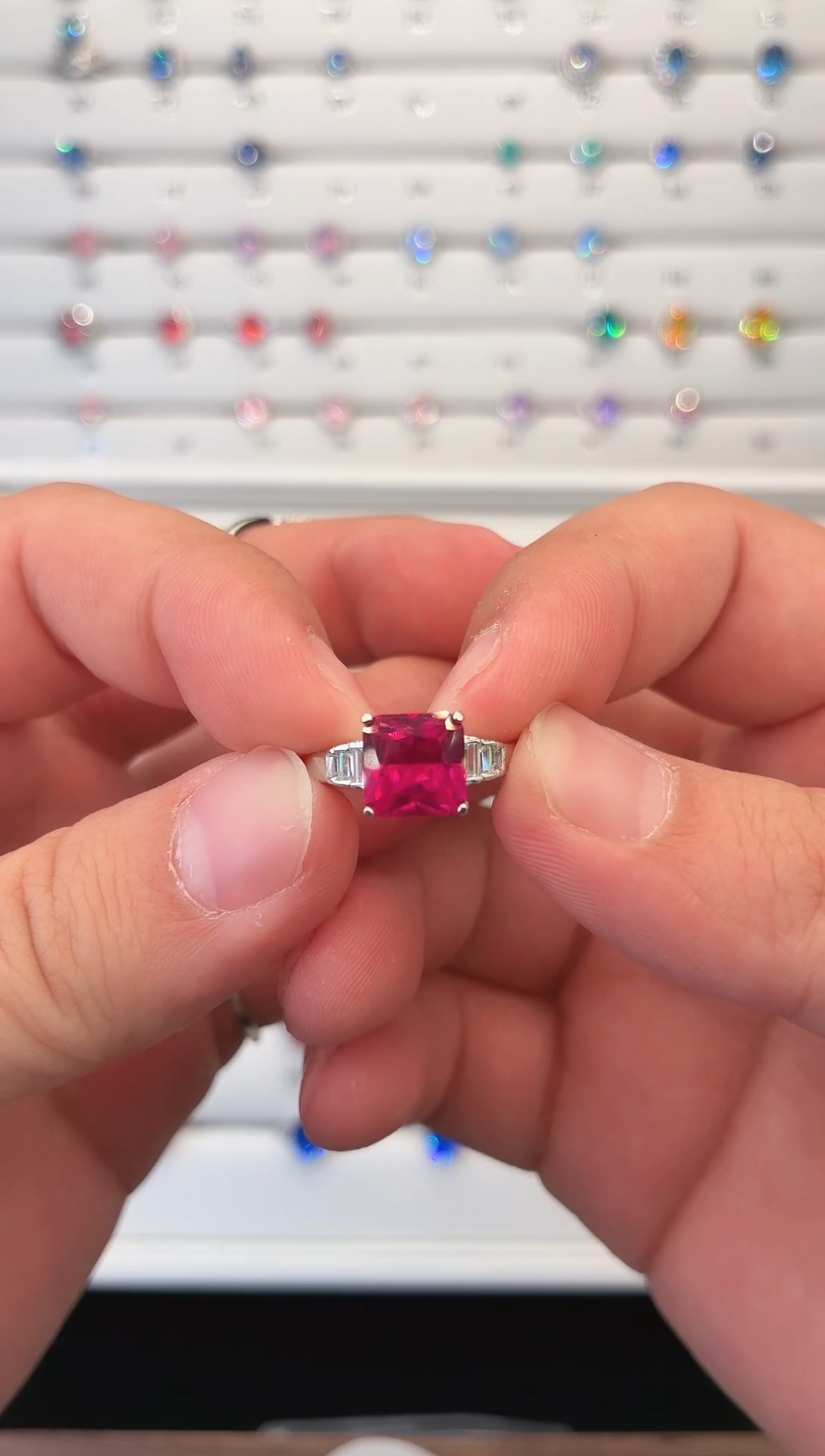 银S925镶嵌戒指红宝石123456