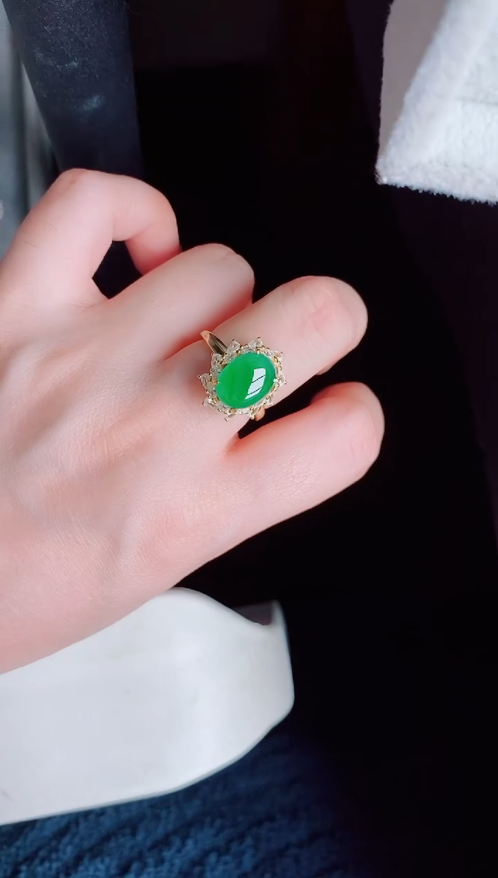 【闪购商品】翡翠戒指银S925镶嵌天然a货翡翠249