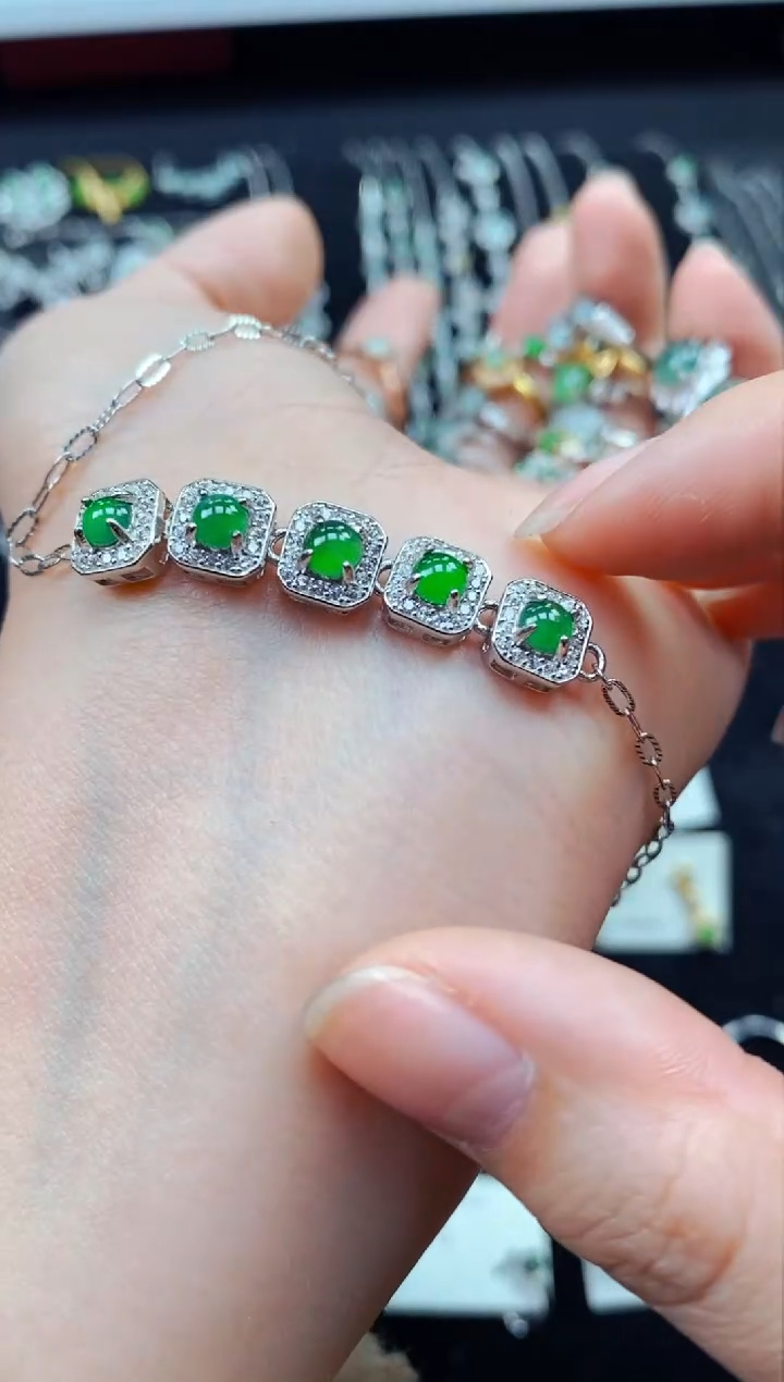 【闪购商品】翡翠手链银S925镶嵌2978