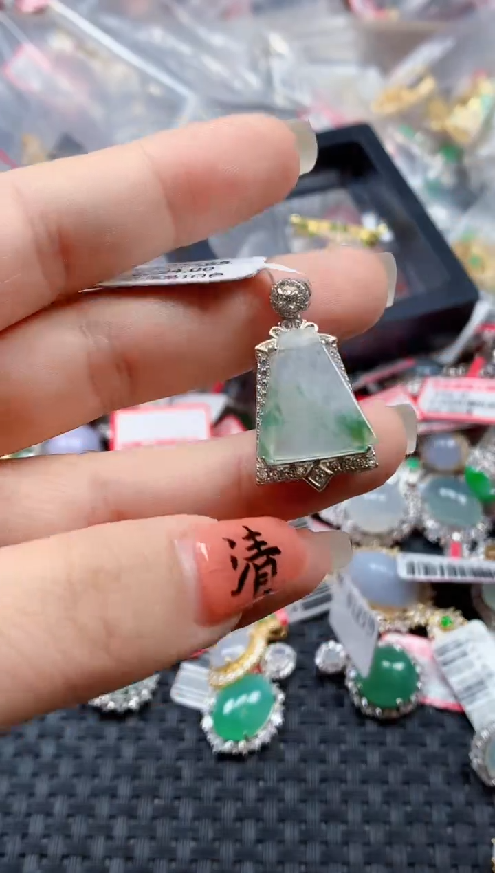 银S925镶嵌戒指翡翠天然A货缅甸翡翠