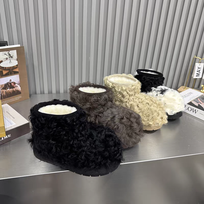 阿娜日168-17短筒胶粘防滑保暖圆头时尚雪地靴羊毛加厚平底百搭