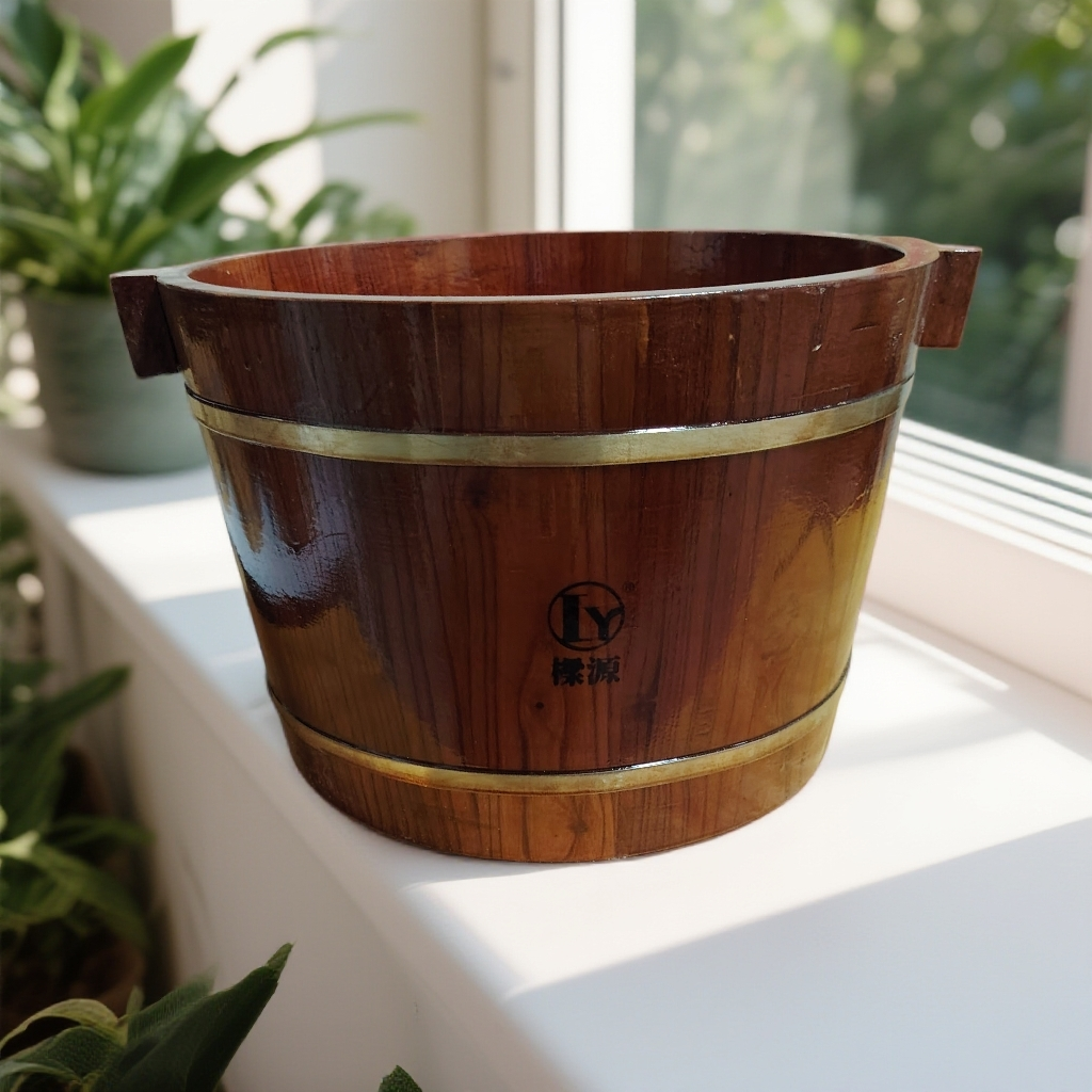 雲香木原木足浴桶家用实木泡脚桶保温环保加高款木质