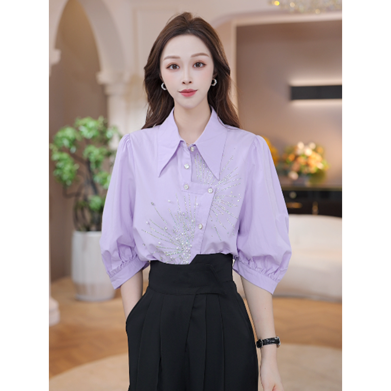 CYM1521港风高级感Polo领长袖衬衫百搭上衣