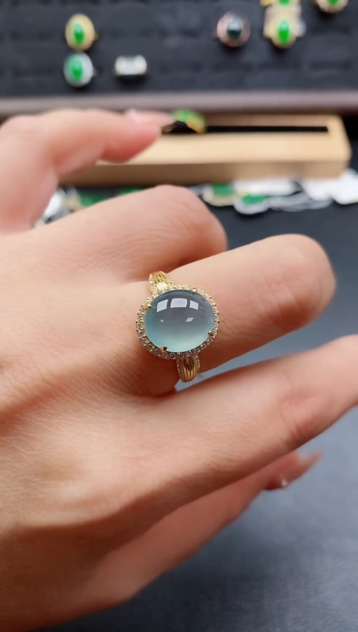 银S925镶嵌戒指翡翠1