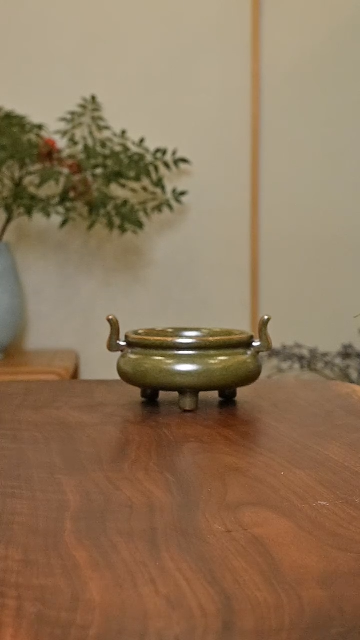 亮**217#香炉 矿石釉 微瑕 朱家汝窑款