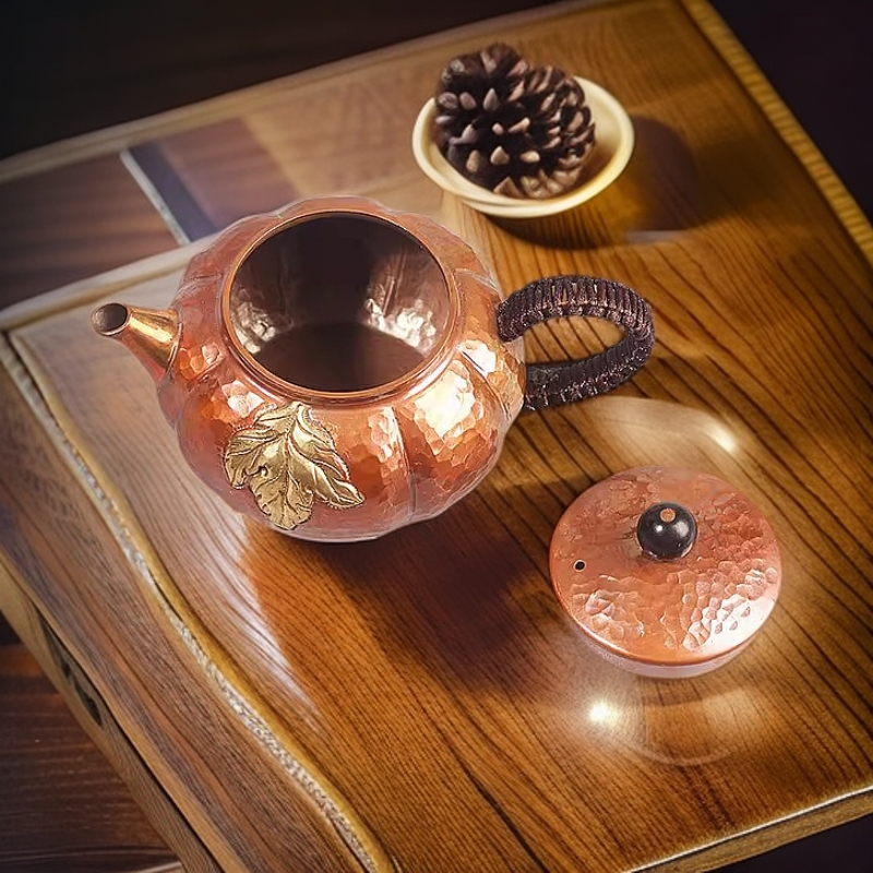 紫铜茶壶纯铜泡茶壶仿古纯铜铸陶瓷手工老铜壶功夫茶具水壶家用