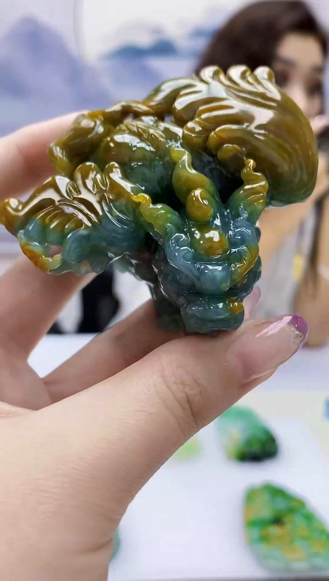 定制翡翠未镶嵌4829jw-毛货挂件128赠底座赠绳子