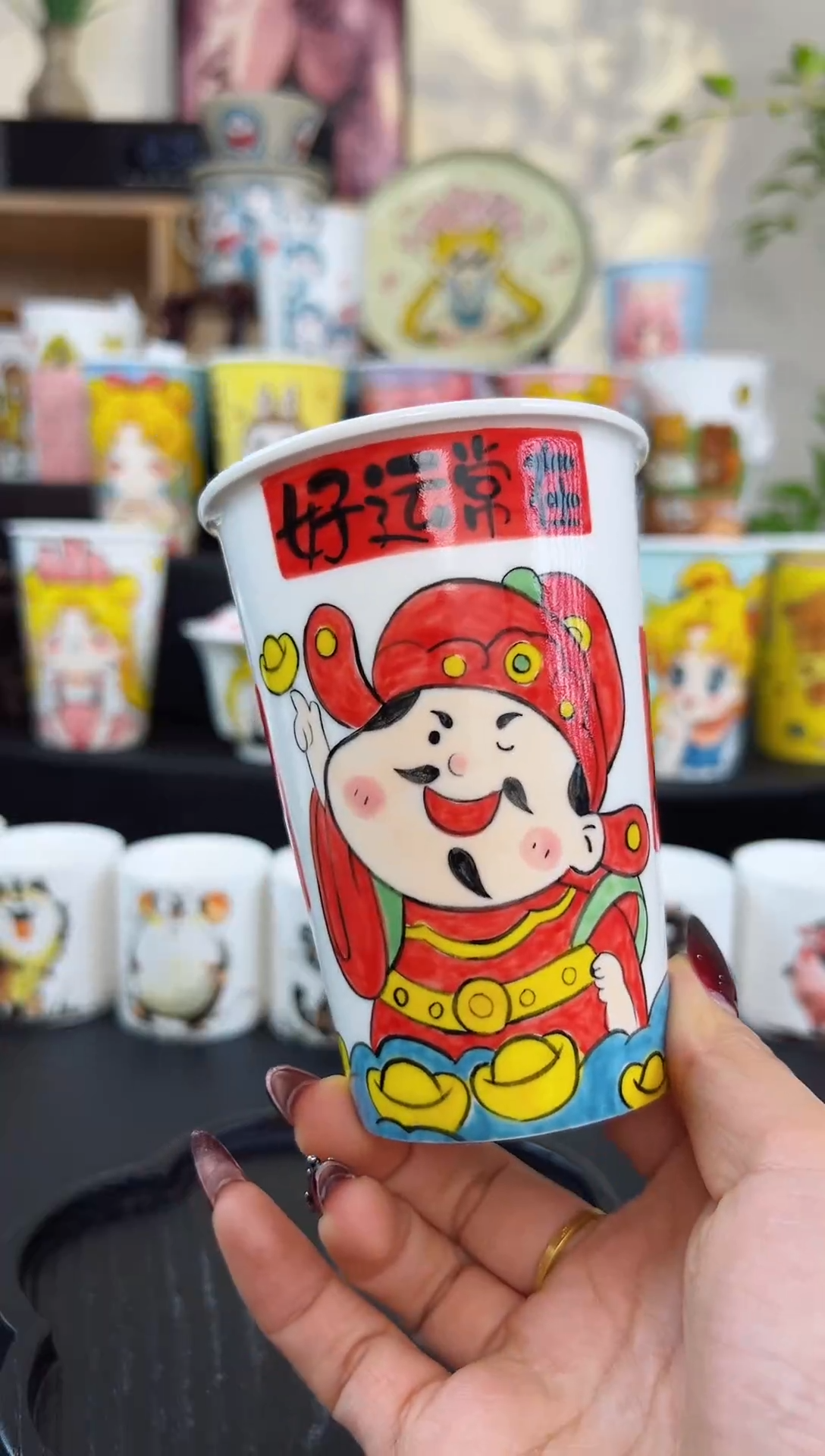 【闪购商品】摆件笙笙漫 手工手绘陶瓷杯杯