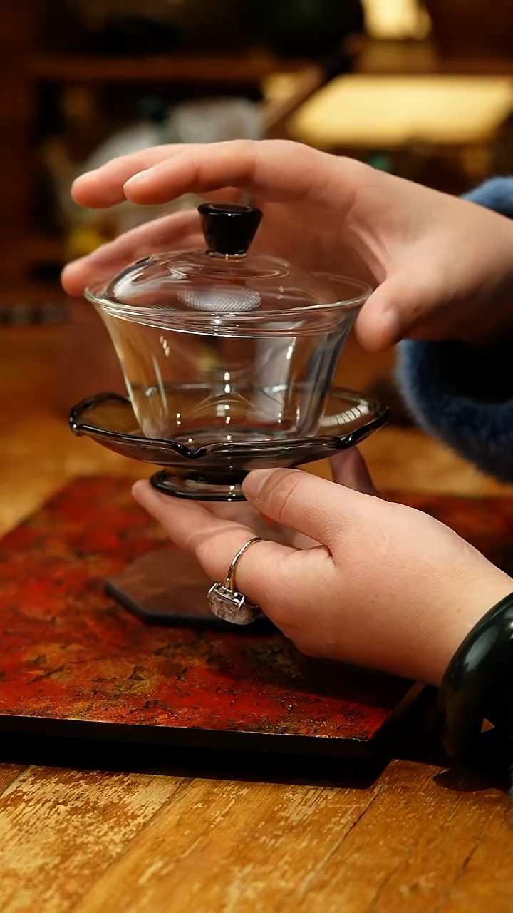 【闪购商品】禾器/荷叶盖碗/浅黑色/定制版