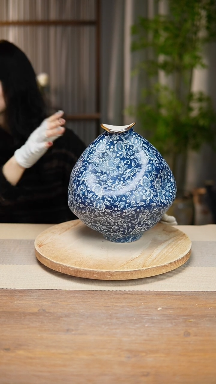 【闪购商品】陶瓷花器青花瓷芙蓉花大肚