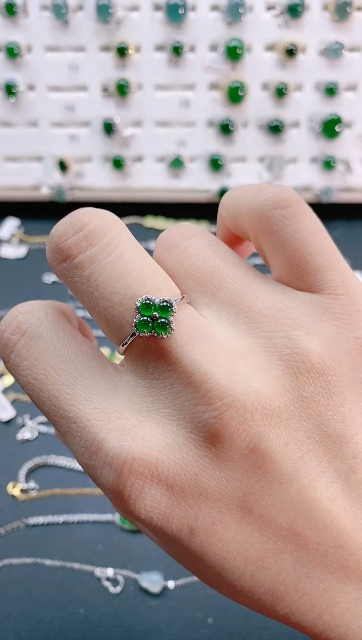 【闪购商品】翡翠戒指银S925镶嵌天然翡翠