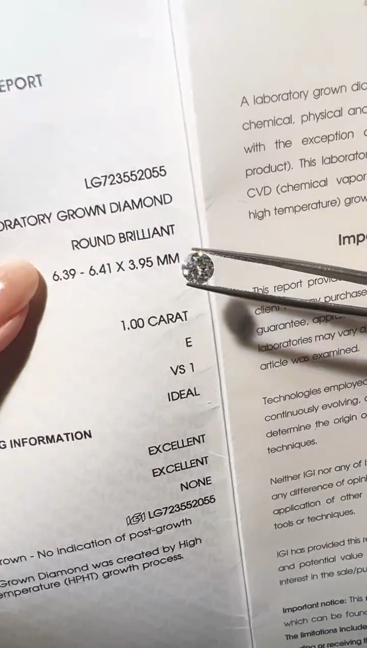 裸石合成钻石LG2055   1.0ct