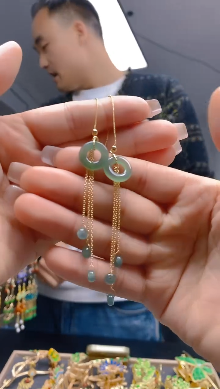 【闪购商品】翡翠耳饰合金456翡翠耳线