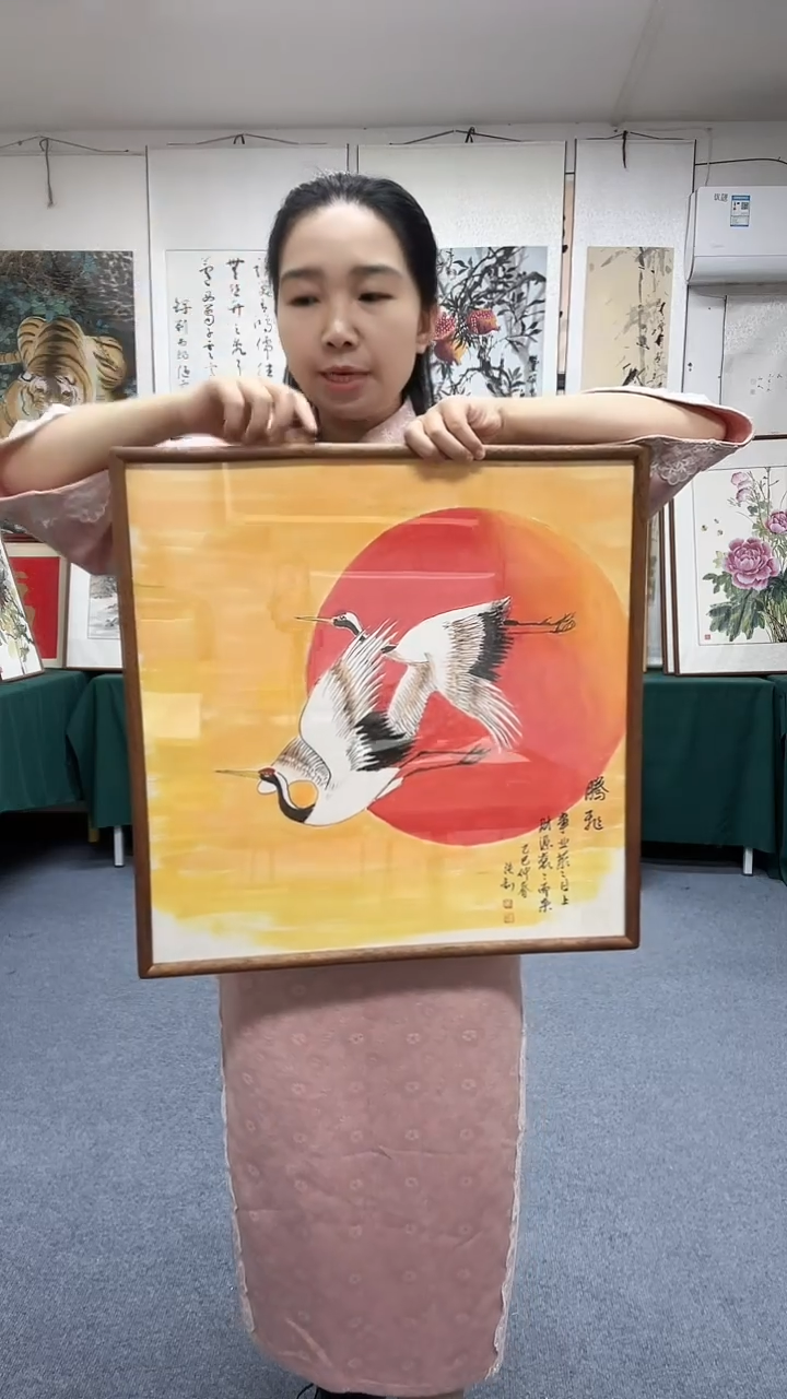 国画52*52实木画框顺丰包邮手绘