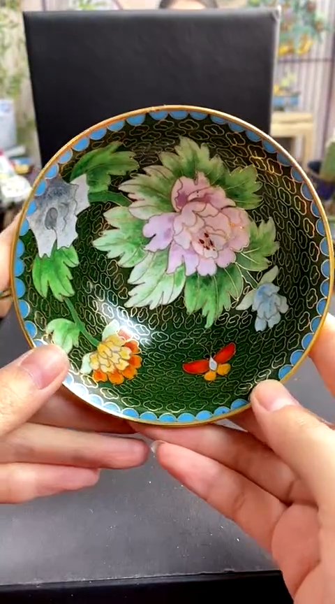 【闪购商品】非遗技艺 景泰蓝花卉碗绿色