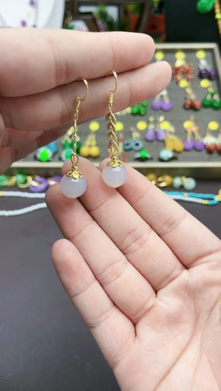 【闪购商品】玛瑙/玉髓耳钉银S925镶嵌915000