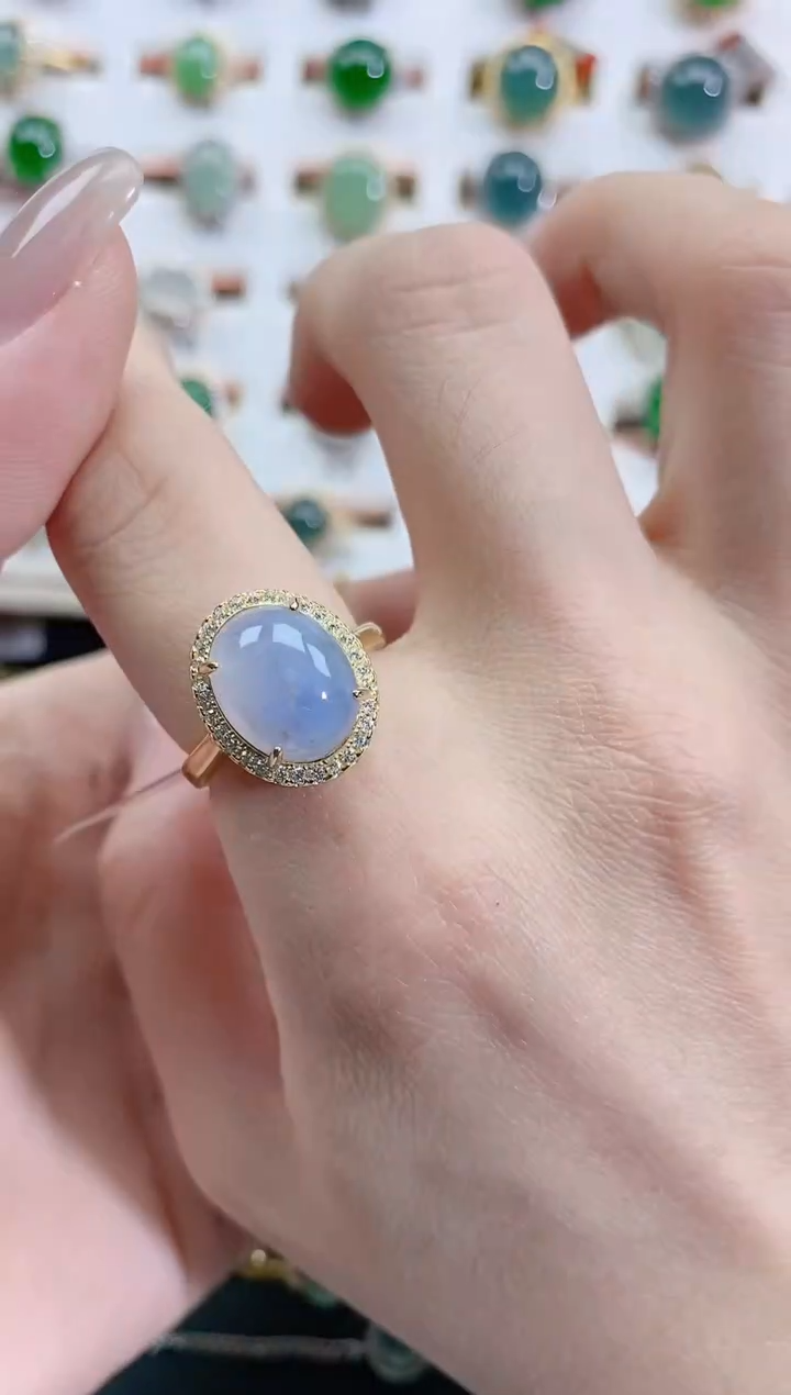 银S925镶嵌戒指翡翠天然翡翠