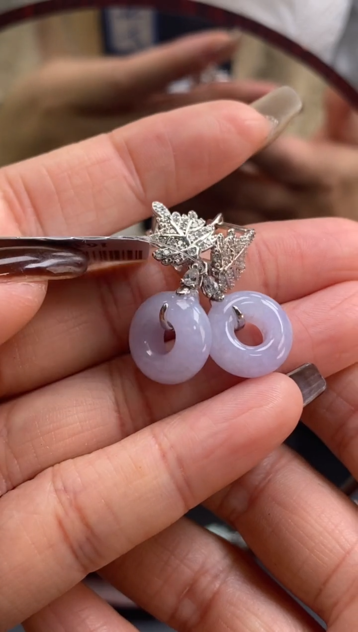 颈饰银S925镶嵌翡翠净货19395