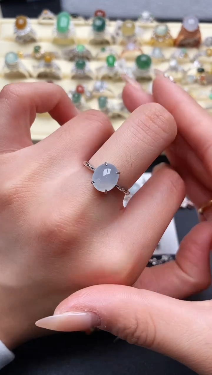 【闪购商品】翡翠戒指银S925镶嵌3333333+9