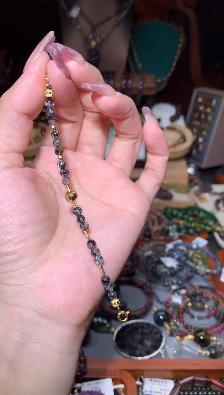 未镶嵌颈饰水晶黑银钛延长链