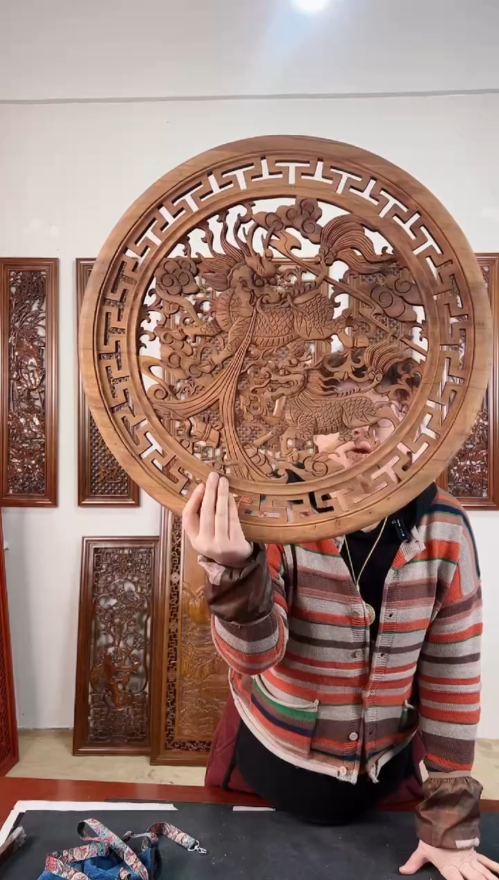 【闪购商品】香樟木木雕59公分 瑞兽麒麟   复古做旧