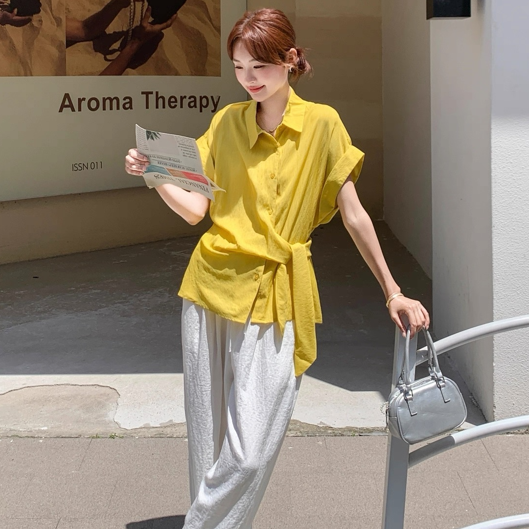 月月家/6641 夏季新款女装设计师款女士衬衫夏季百搭气质休闲