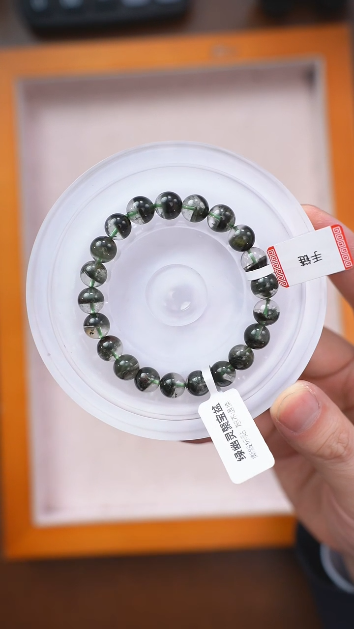 【闪购商品】水晶手链未镶嵌q240 绿幽灵手链9mm+