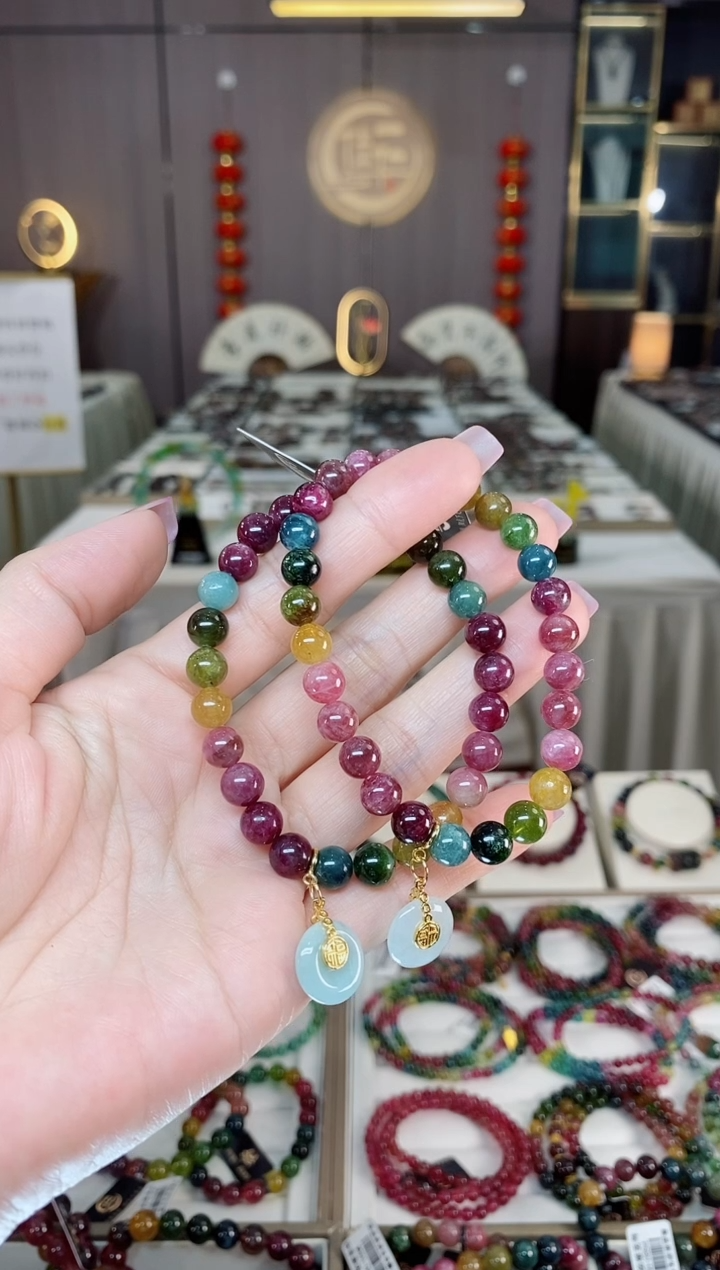 未镶嵌老矿碧玺单圈手串7mm+碧玺hon多样性发货一条