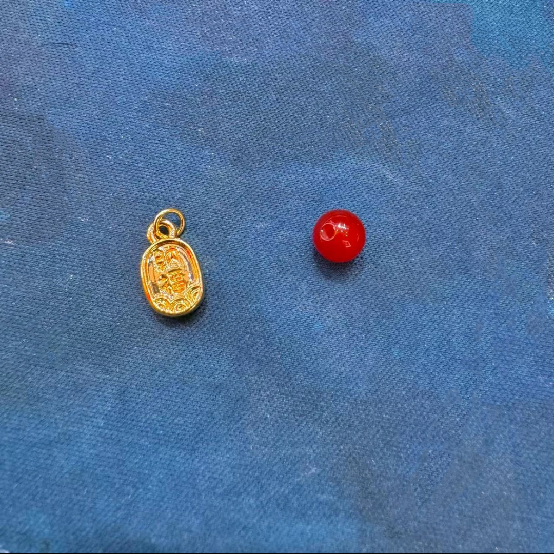 【大器甄选】足金纳福亮面小牌子玛瑙配件 赠链