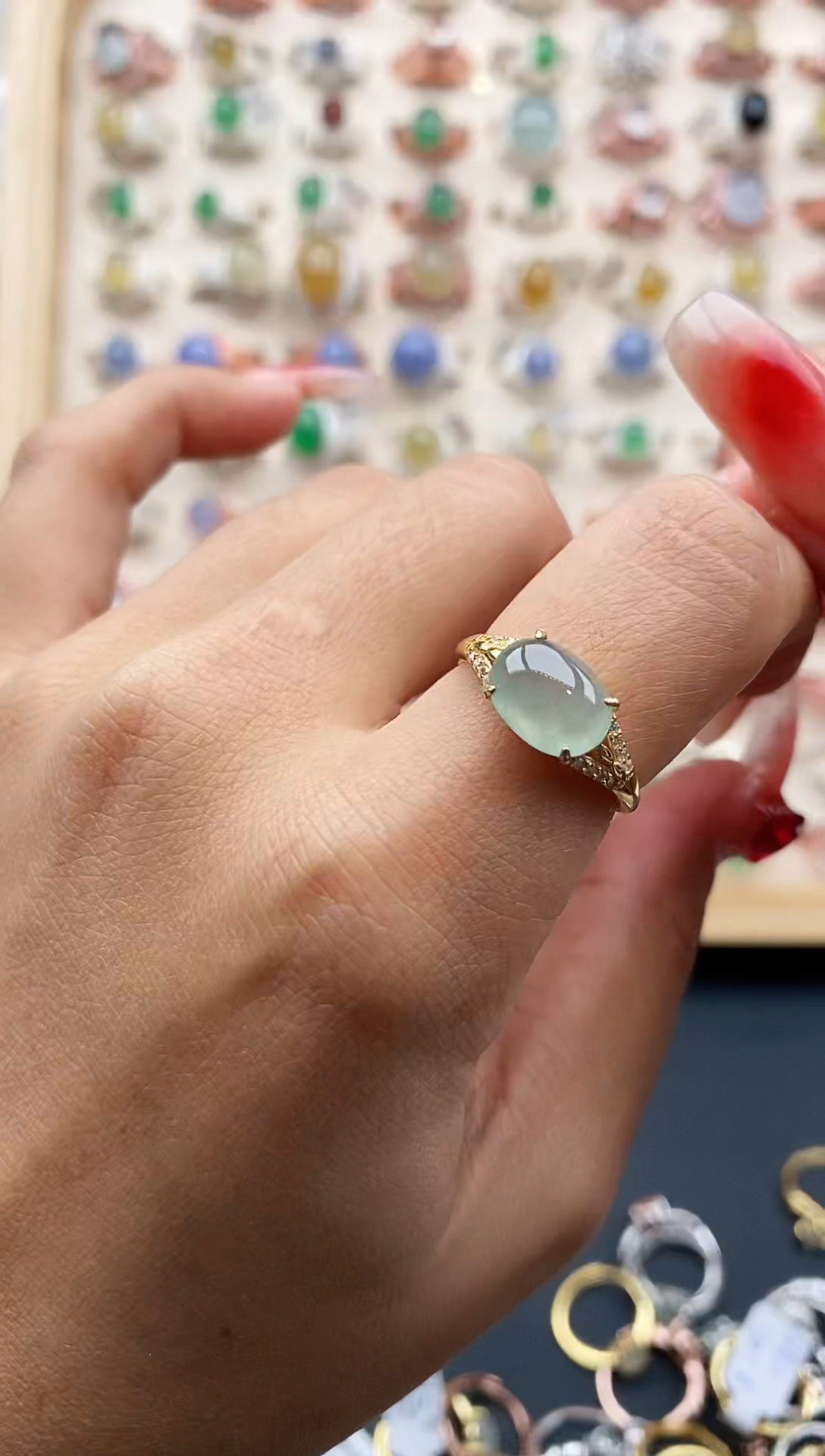 【闪购商品】翡翠戒指银S925镶嵌缅甸A货天然翡翠222   10+5