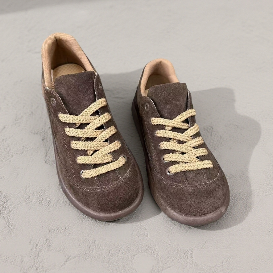 进口头层反绒牛皮复古潮鞋男士时尚透气系带做旧防水户外厚底真皮