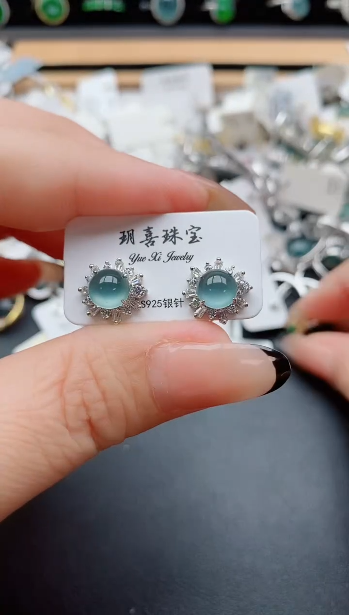 银S925镶嵌戒指翡翠1