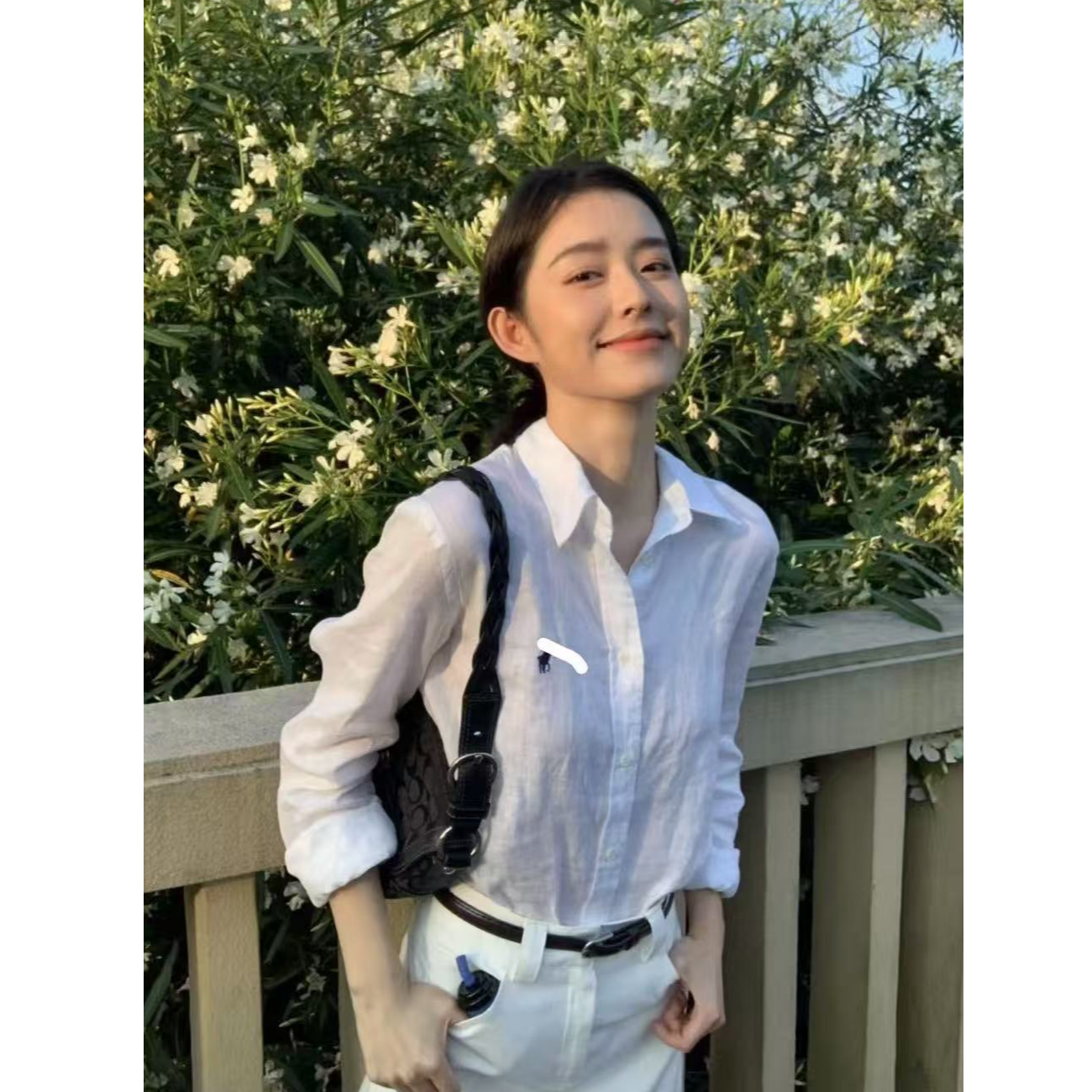 100%亚麻小马老钱风亚麻衬衫（有刺绣）