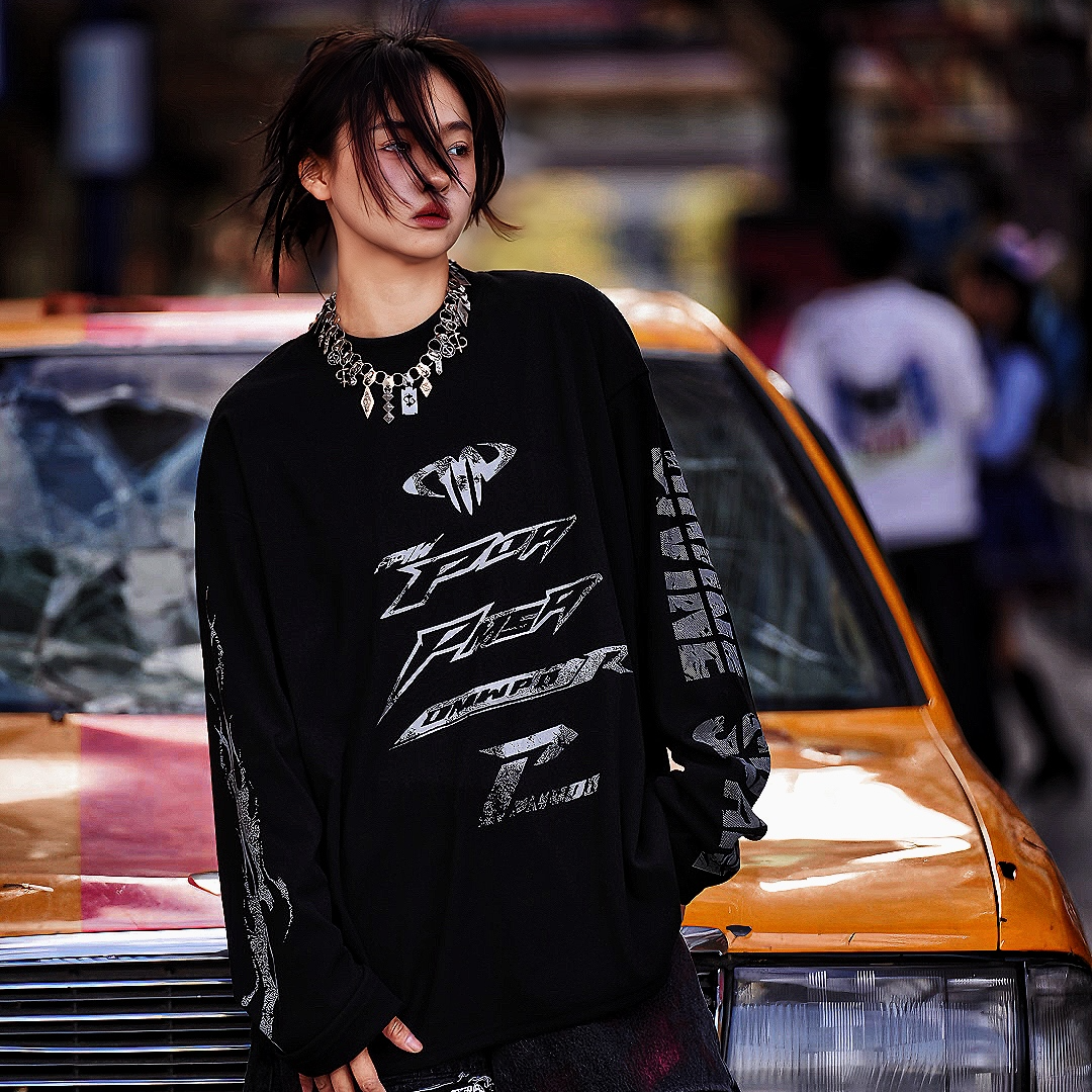 【赛车手】原创重工德绒拼接重磅满涂鸦宽松高街男女款嘻哈