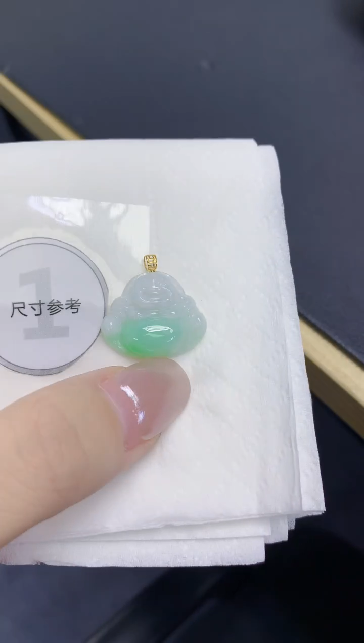 颈饰18K金镶嵌翡翠天然缅甸翡翠A货百元以上9元证书费自理