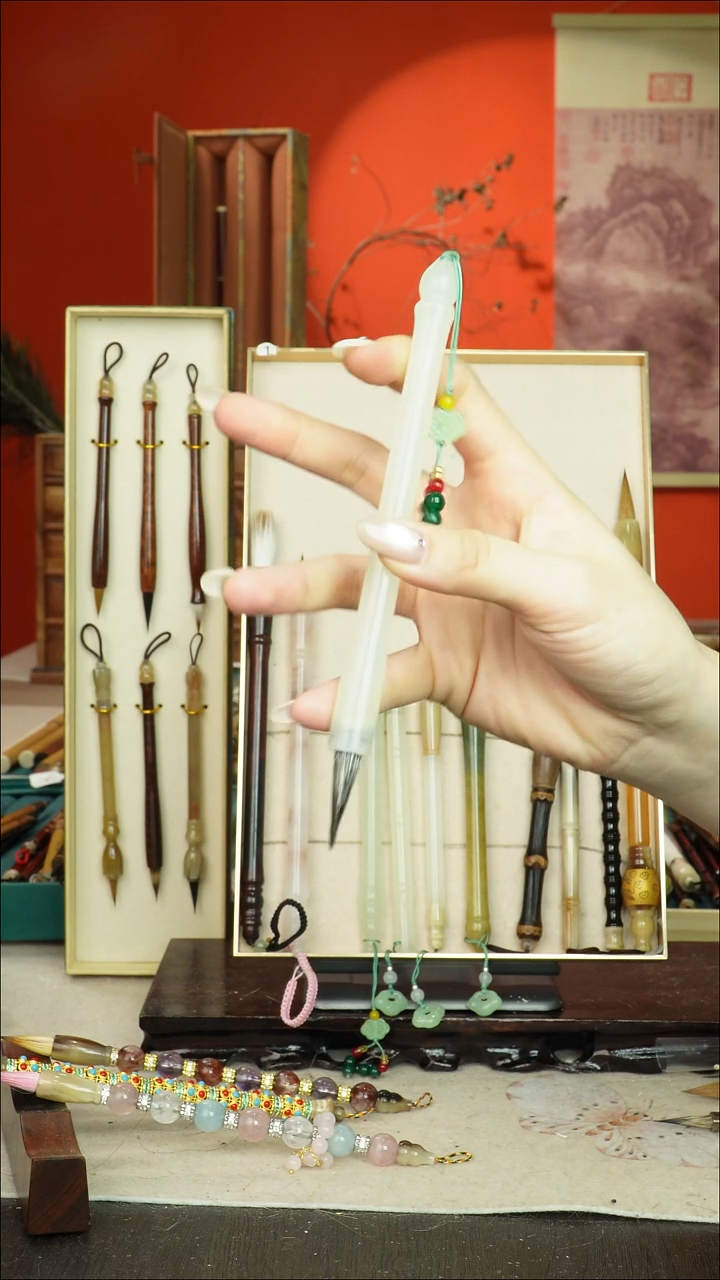 80号闪孤品高货毛笔链接 清水试笔 蘸墨不退