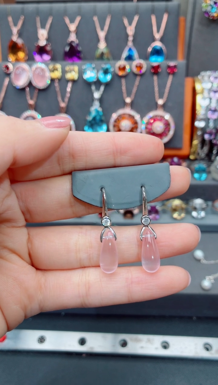 银S925镶嵌耳饰水晶水晶耳饰