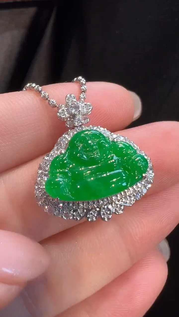 吊坠(不含链)18K金镶嵌翡翠AL6