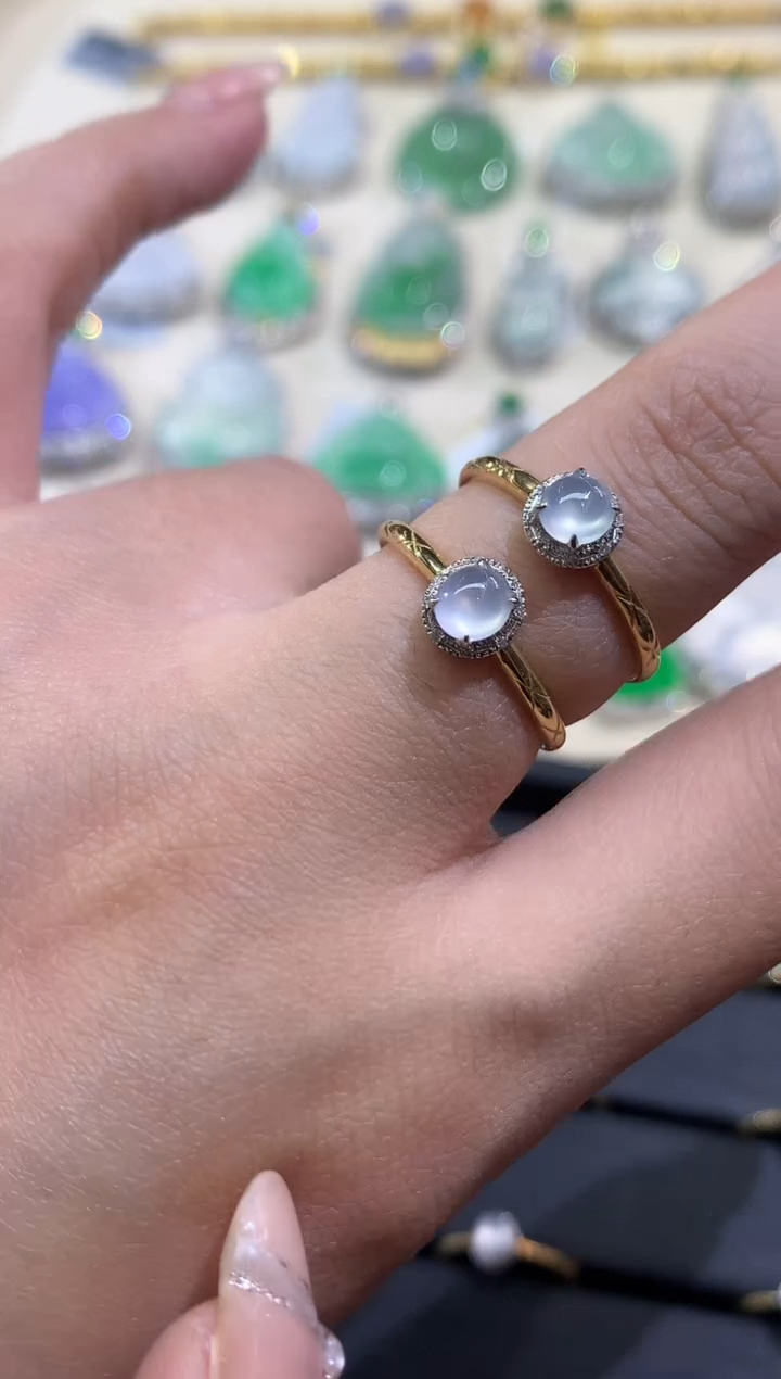 18K金镶嵌戒指翡翠A298|多样性发货一件|1980