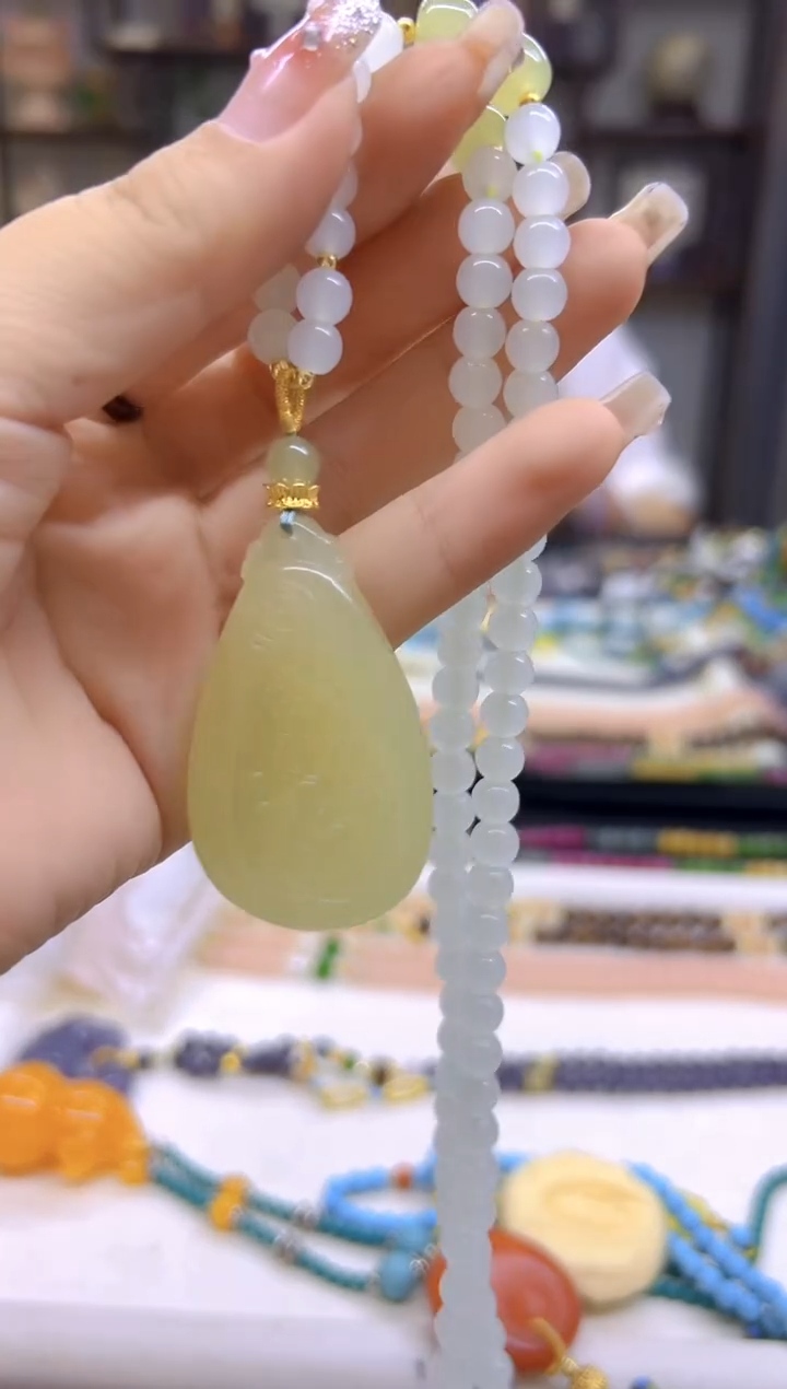 和田玉未镶嵌毛衣链DIY款M748