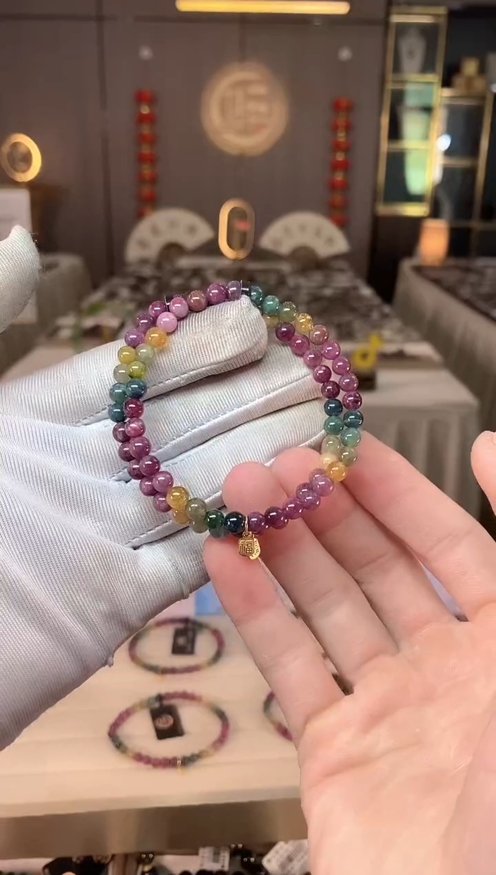 未镶嵌老矿碧玺色标彩虹单圈手串5mm+碧玺多样性发一条xion