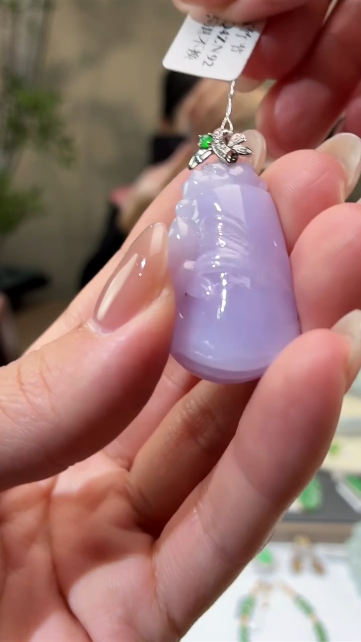 吊坠(不含链)18K金镶嵌翡翠竹节