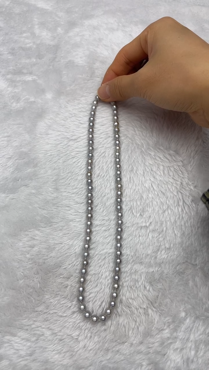 项链银S925镶嵌海水珍珠AK真多麻6-6.5mm