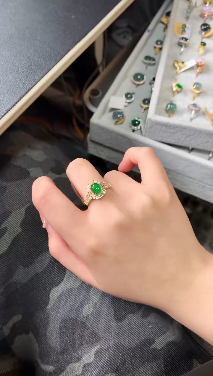 【闪购商品】翡翠戒指银S925镶嵌52141