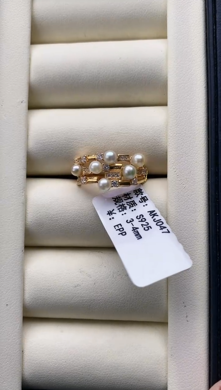 银S925镶嵌戒指海水珍珠Y海水戒指