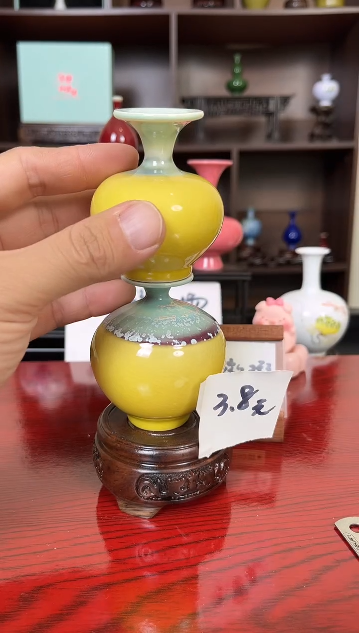 摆件瓷12.10晚小花瓶摆件（手工制品默认微瑕）2个