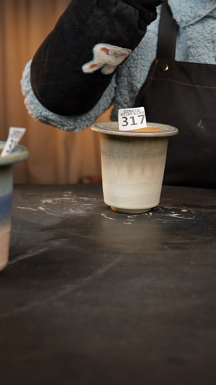 【闪购商品】瓷片317泥泥手工花盆口8高11