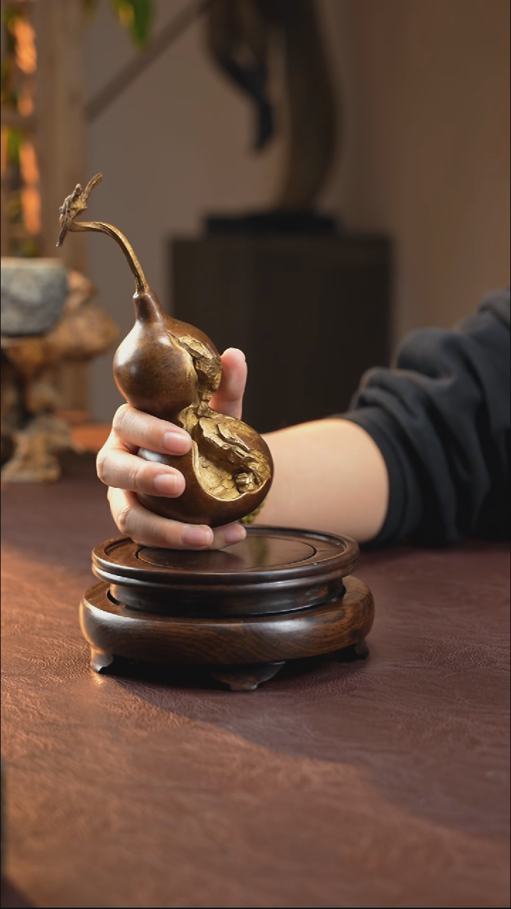 铜原创葫芦雕塑摆件《悟道》