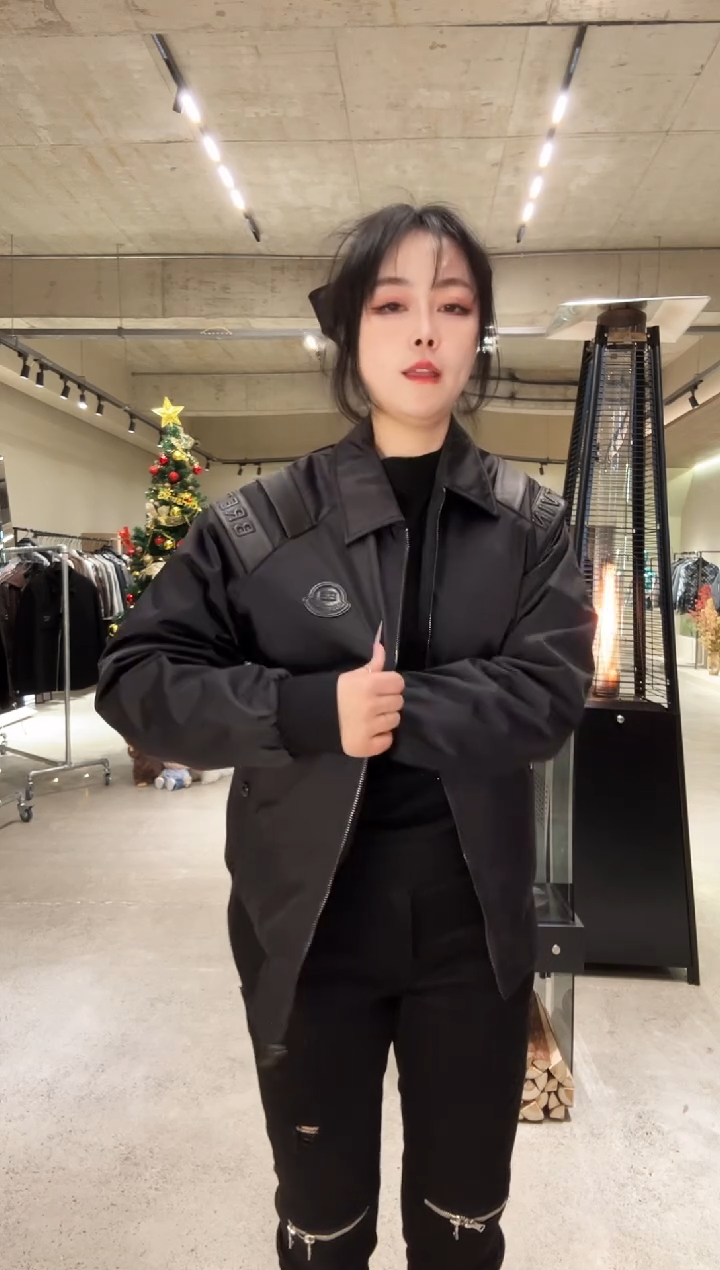 50（100-125斤）男士真皮拼接鹅绒服