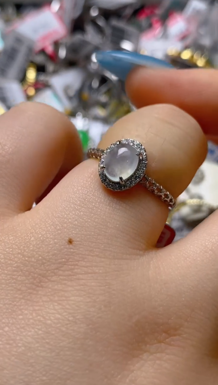 银S925镶嵌戒指翡翠百内无证书